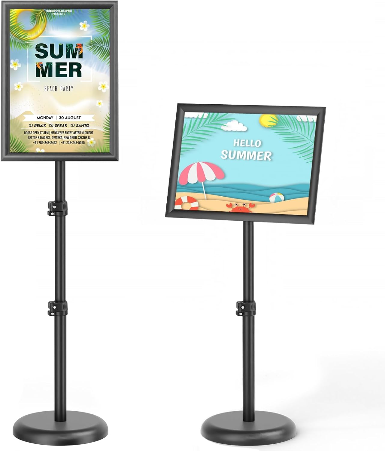 GUOHONG Sign Holder,11x17 inch Telescopic Adjustable Floor Sign Stand - Aluminum Openable Frame, 360 Rotatable, Suitable for Vertical and Horizontal Display - Perfect for Malls, Schools, Restaurants