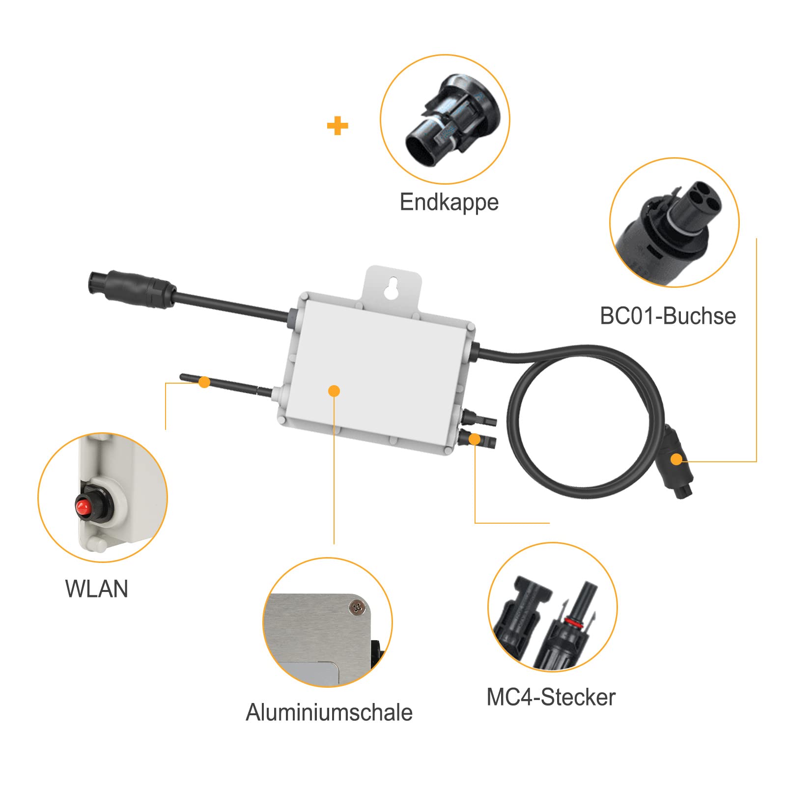 enjoy solar Deye Micro inverter, DC 20 V-60 V a AC 220 V-230 V, modulo WiFi integrato, grado di protezione IP67, ideale per centrali elettriche da balcone e impianto mini PV (SUN300G3-EU-230)