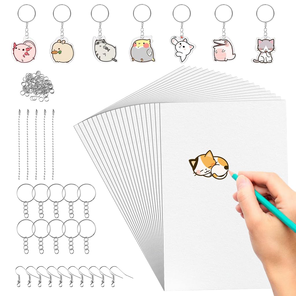 PATPAT® Shrink Plastic Sheet Kit with 20 Pcs Multi Shrinky Art Paper & 100 Pcs Metal Hooks and Keyrings Kit DIY Cartoon Keychain Bag Charms Accessories DIY Heat Shrink Craft Kit for Kids and Adults (B0D76QPJD9) Amazon Price History, Amazon Price Tracker