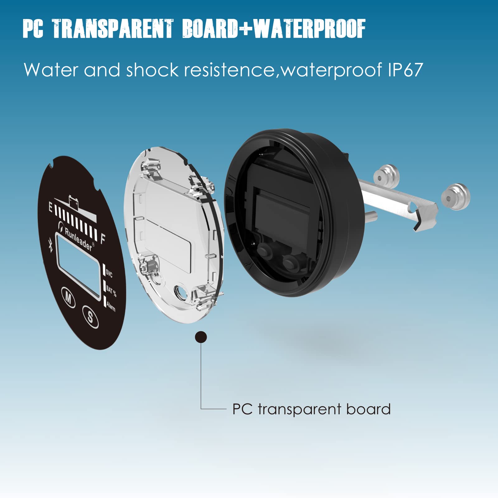 Runleader da 12V a 48V indicatore della Batteria LED Bluetooth, Registrazione delle Ore di Funzionamento per Piombo Acid Trojan Gel di Litio AGM LiFePO4 Batteria