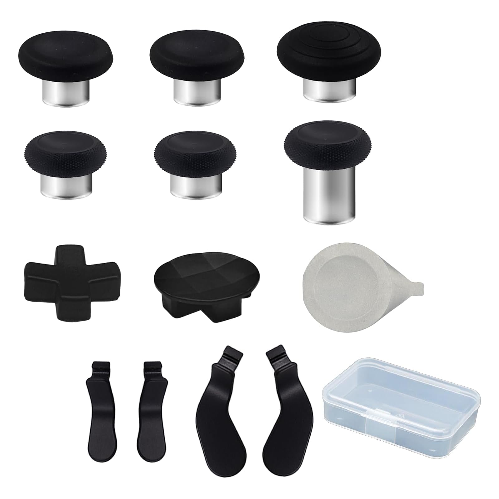 Peixiong Juego de componentes de los mandos 13 en 1 para Xbox Elite Series 2 Core Controllers con 6 joysticks metálicos y herramientas, 2 D-Pads, 4 paletas para Xbox Elite Series 2 (negro)
