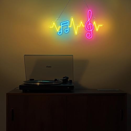 Miniatura 5 de Letrero de neón de notas musicales, letrero de pared LED regulable de neón alimentado por USB, decoración musical para dormitorio, sala de estar,