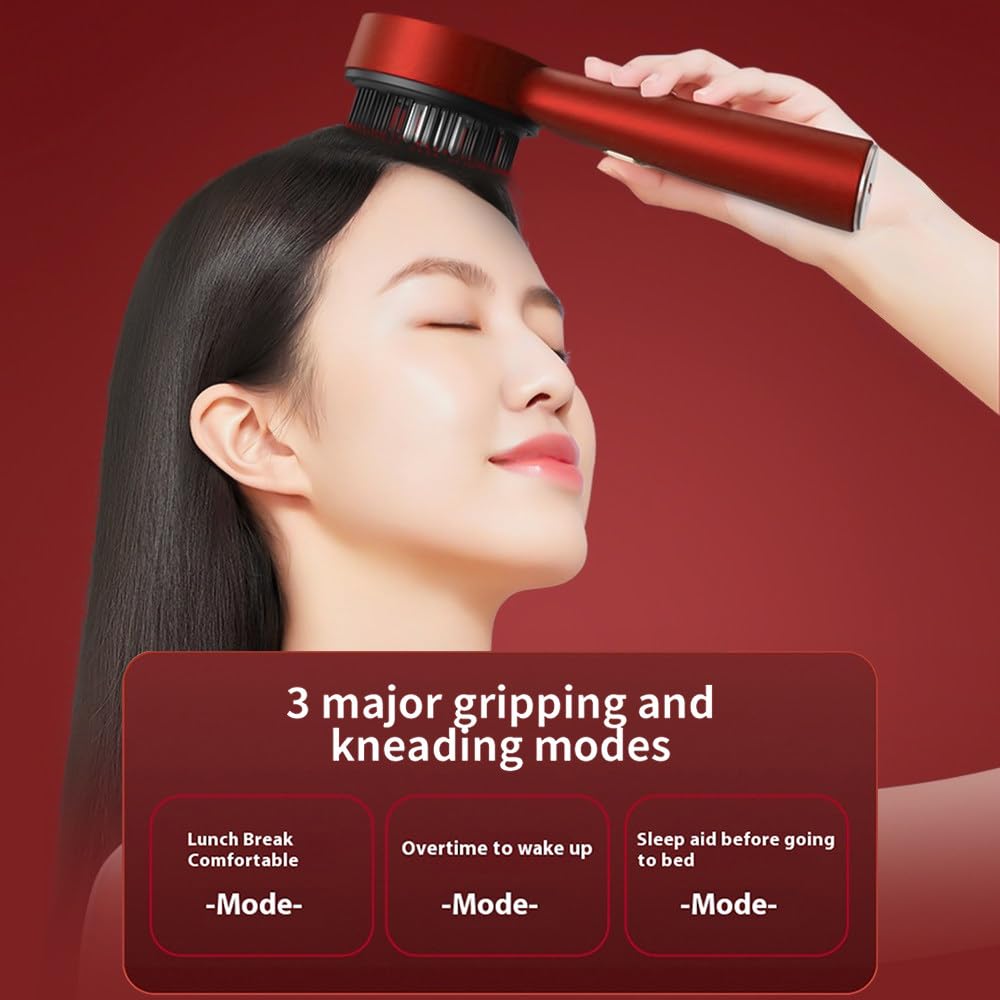 Peine Masajeador EléCtrico Para El Cuero Cabelludo Con 3 Modos, Masajeador Shiatsu Para El Cuero Cabelludo, Para Estimular El Crecimiento Del Cabello, 72 Dientes Redondos + 8 Bolas Rodantes,Grey