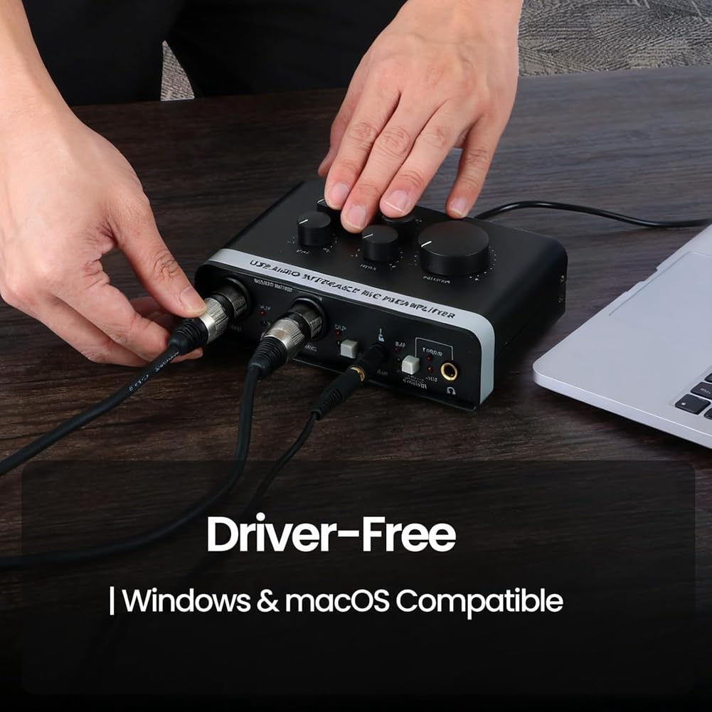 Interfejs audio USB przedwzmacniacz mikrofonowy przedwzmacniacz mikrofonowy zasilanie fantomowe do nagrywania, transmisji na żywo, podcastów do domowego studia