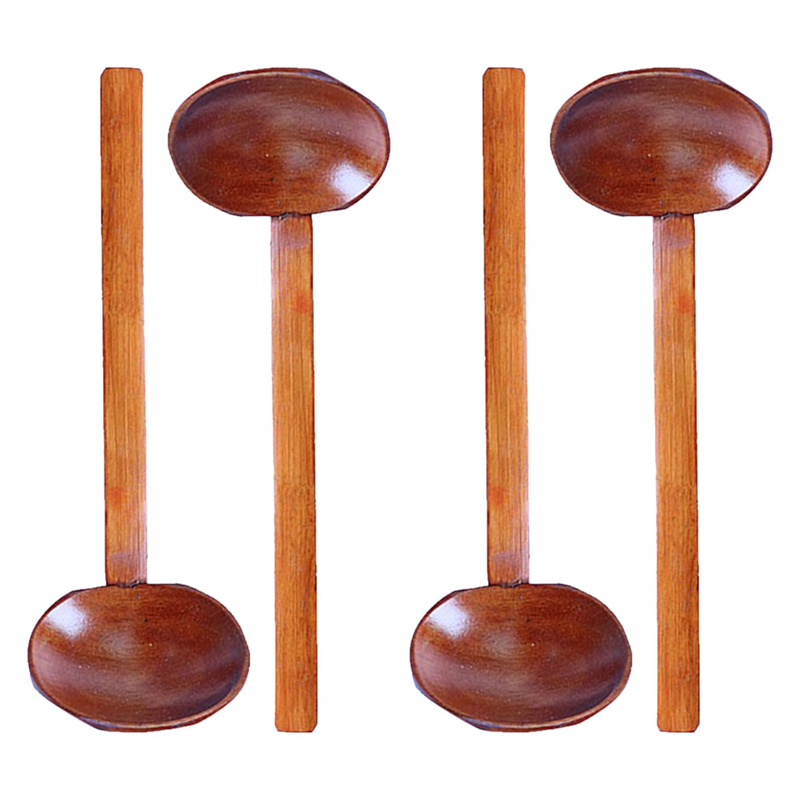 OUNONA 4 Piezas Cucharas de Sopa de Madera con Mango Diseño Octogonal Antideslizante para Ramen Sopas Asiáticas y Cocción Segura Fáciles de Limpiar Uso Cocina y Coreana