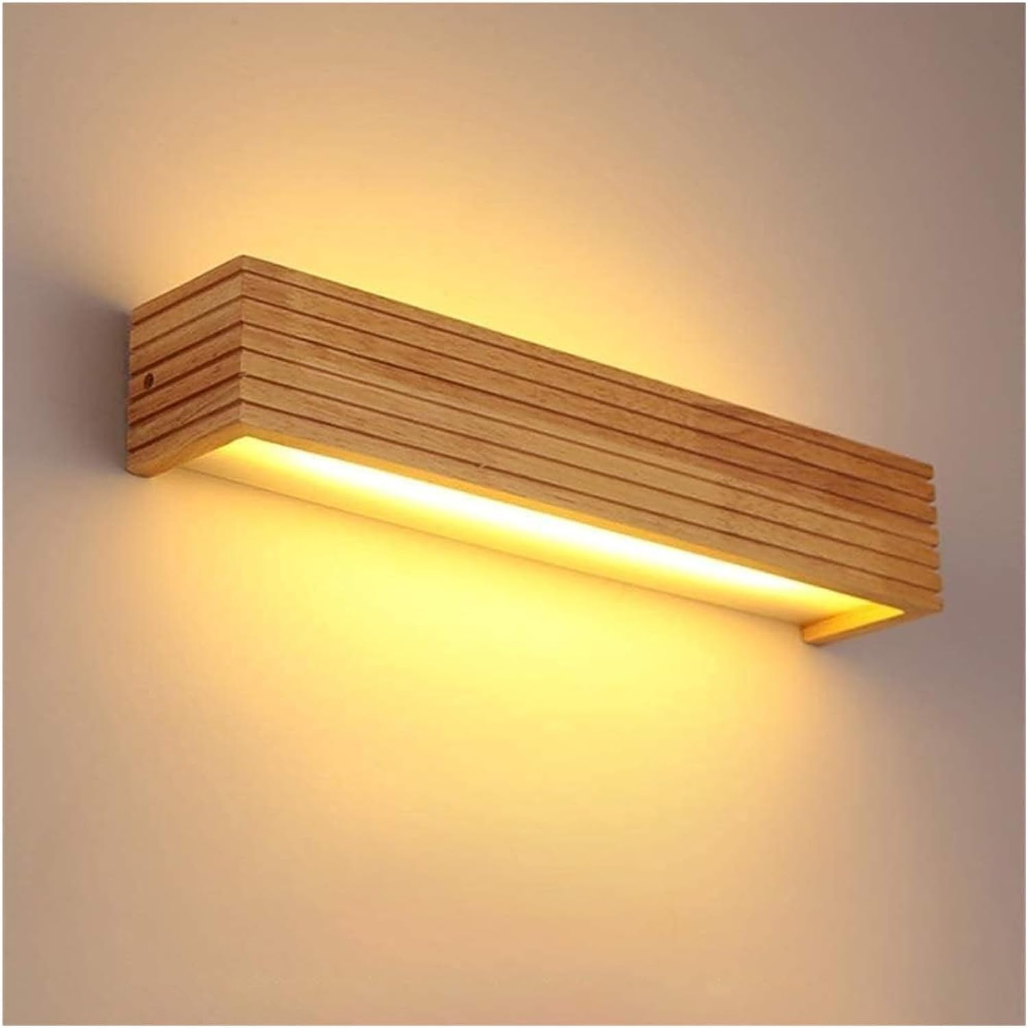 Aplique de madera de 35 cm para iluminar tu rincón de lectura nocturna con luz cálida led
