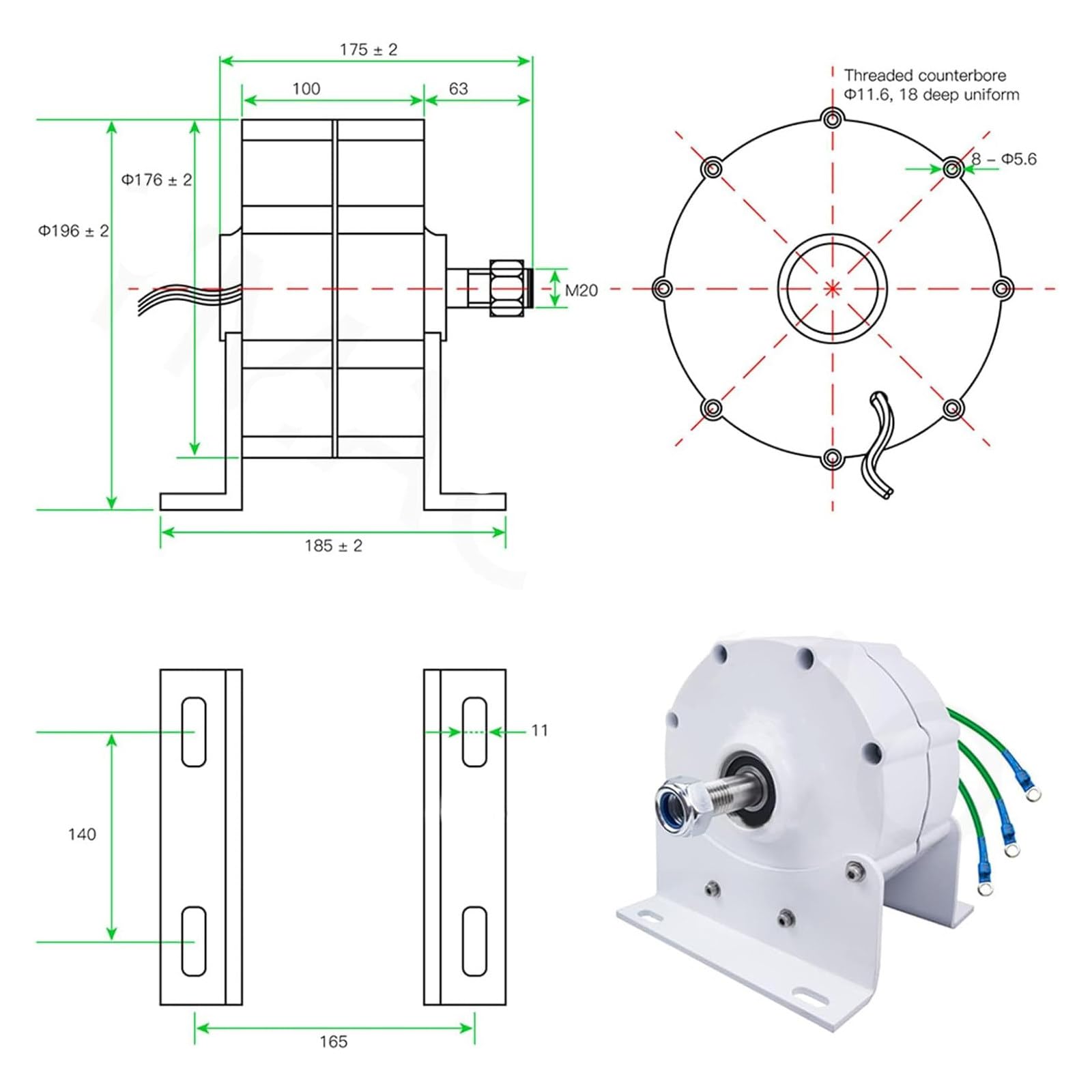 Alternatore trifase, generatore elettrico a magnete permanente da 1000W/12000W per sistemi di turbina eolica fai-da-te