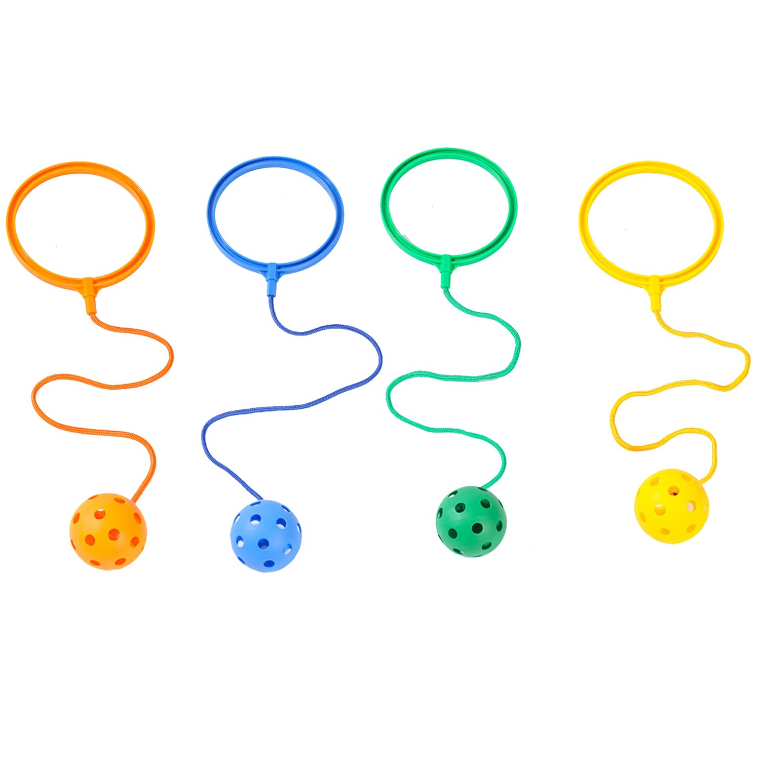 DVOFU 4Pieces Jump Ball Rainbow Colors Ankle Skip Springball Outdoor Jump Game Skip Ball Toy Set for Boys and Girls Fitness Equipment Toys
