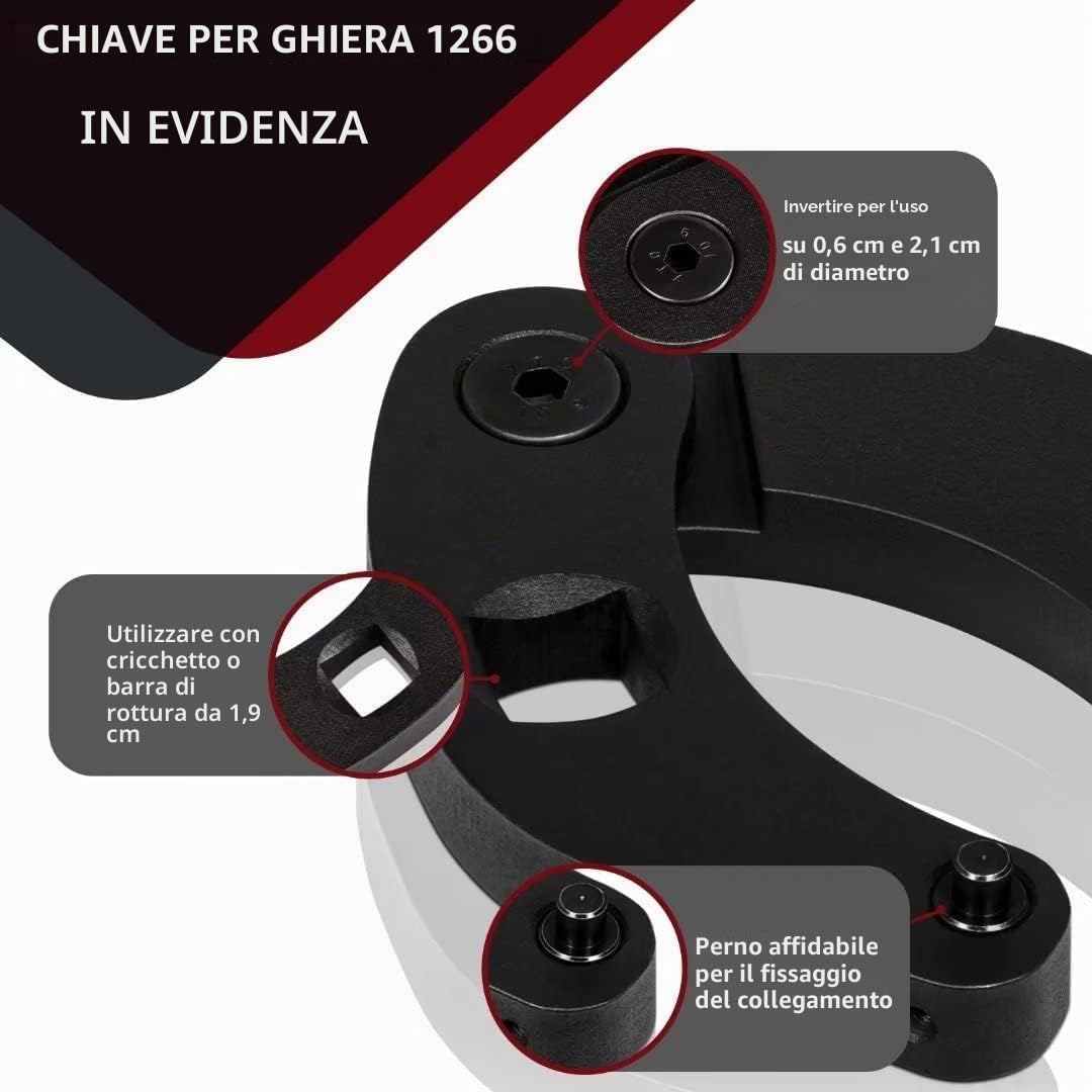 1266 Chiave regolabile per dadi a ghiandola e chiave universale per cilindri idraulici su pale gommate, attrezzature agricole e edili (set di 2)