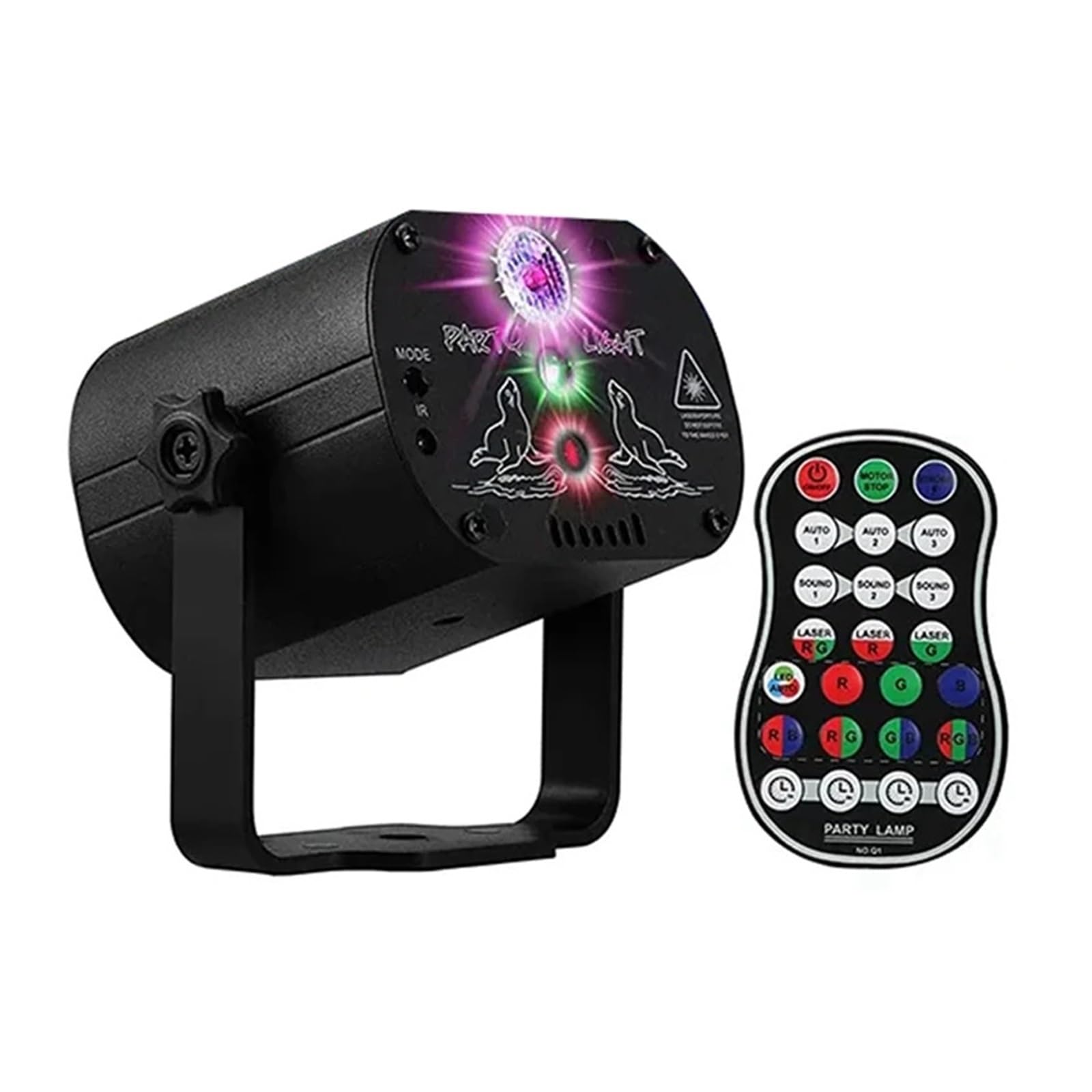 Projektor Światła Zewnętrzny, 7-kolorowy projektor LED Disco Sound Strobe Stage Light Projector USB z możliwością ładowania na świąteczne dekoracje na Halloween Na Świąteczny Projektor Domowy Pokaz Św