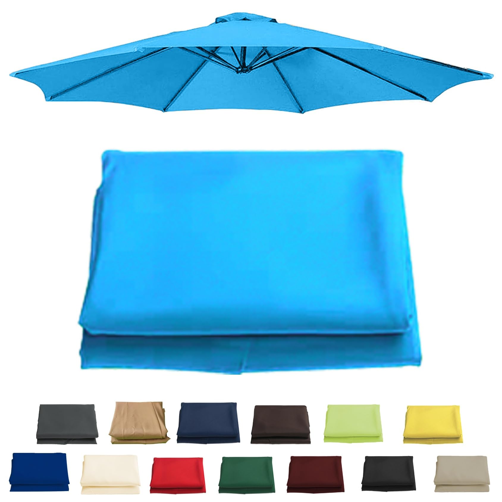 6 Arms 270cm Replacement Parasol Canopy Cover, Sun Umbrella Replacement Cloth For 6 Arms 200cm(6.5ft), 6 Arms 300cm(9.8ft), 8 Arms 270cm(8.8ft), 8 Arms 3.0m(9.8ft), Garden Patio Umbrella Fabric Canopy