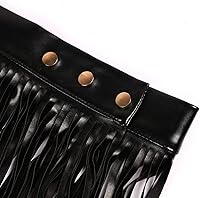 Vista 3 de Victray Faldas de cinturón de cuero punk, cinturón de cintura con flecos negros, cinturones punk, faldas rave, disfraz gótico para fiesta