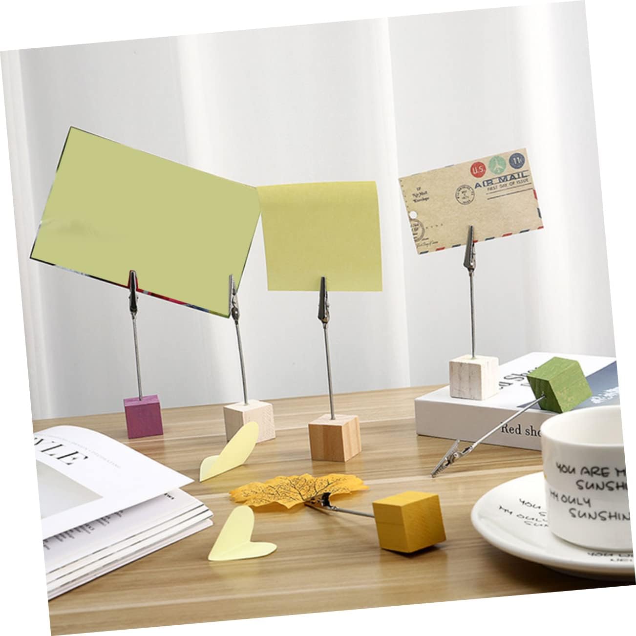 Cabilock 30pcs Tabletop Picture Holders Multi-Function Memo Clips for Cards and Photos Convenient Desk Storage for Office Use Natural