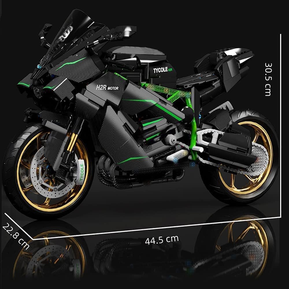 Technik Moto Blocs de Construction pour Kawasaki H2R, 1858 Pièces Moto Jeu de Construction de Véhicules, Collectionner Blocs de Construction Modèle, Cadeau de Construction pour Ados et Adultes