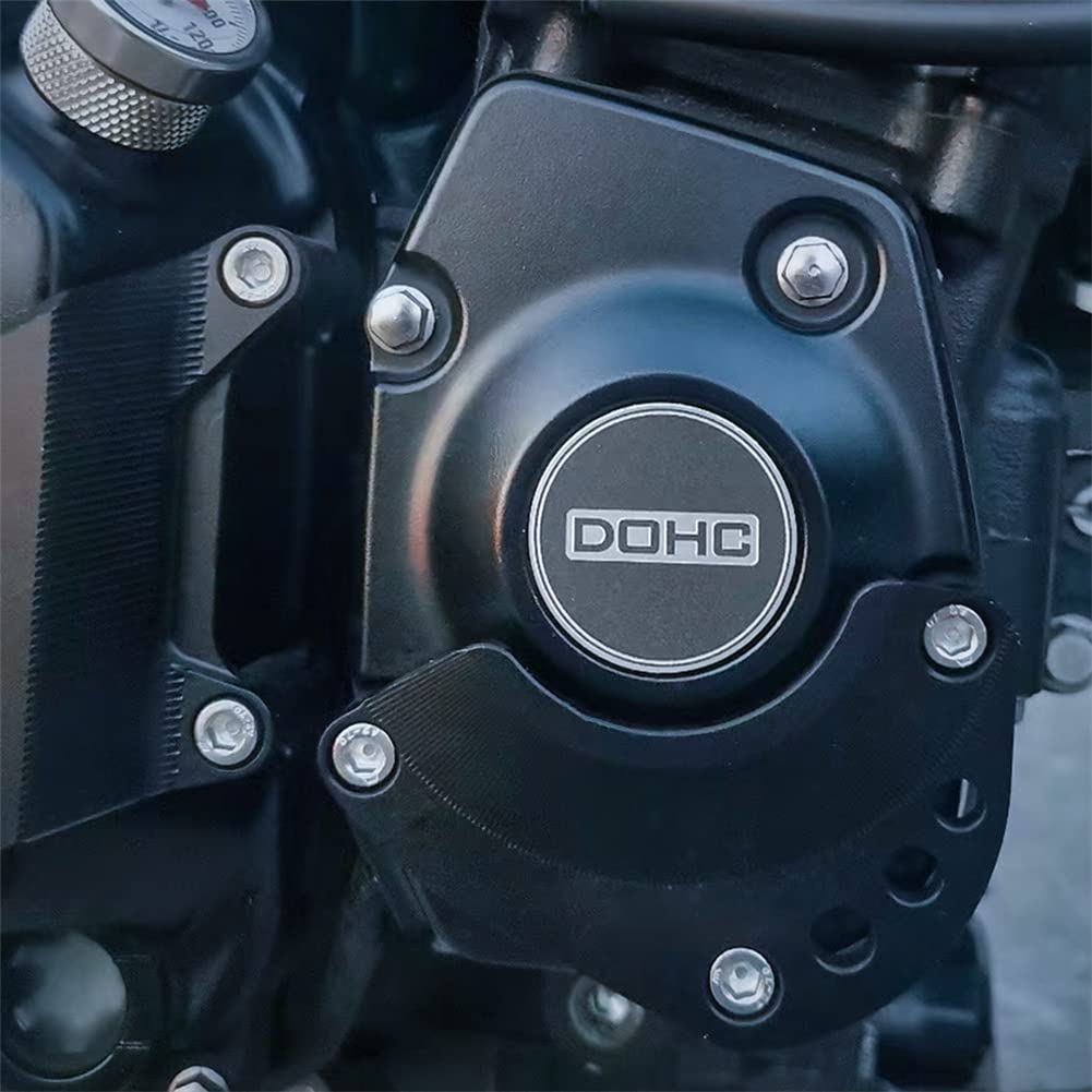 Edelstahl Aufkleber für Ka-wasaki Z900RS Generatorabdeckung mit Pulsar Abdeckung DOHC Mark Set 3D 2018-2023 z900rs Motorabdeckung Dekorative Teile 2022 2021 (Schwarz mit Silber)