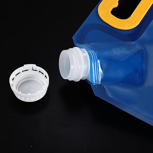 Miniatura 4 de PATIKIL Bolsa plegable para contenedores de agua de 1.3 galones, paquete de 2 jarras de almacenamiento de plástico plegables para camping,