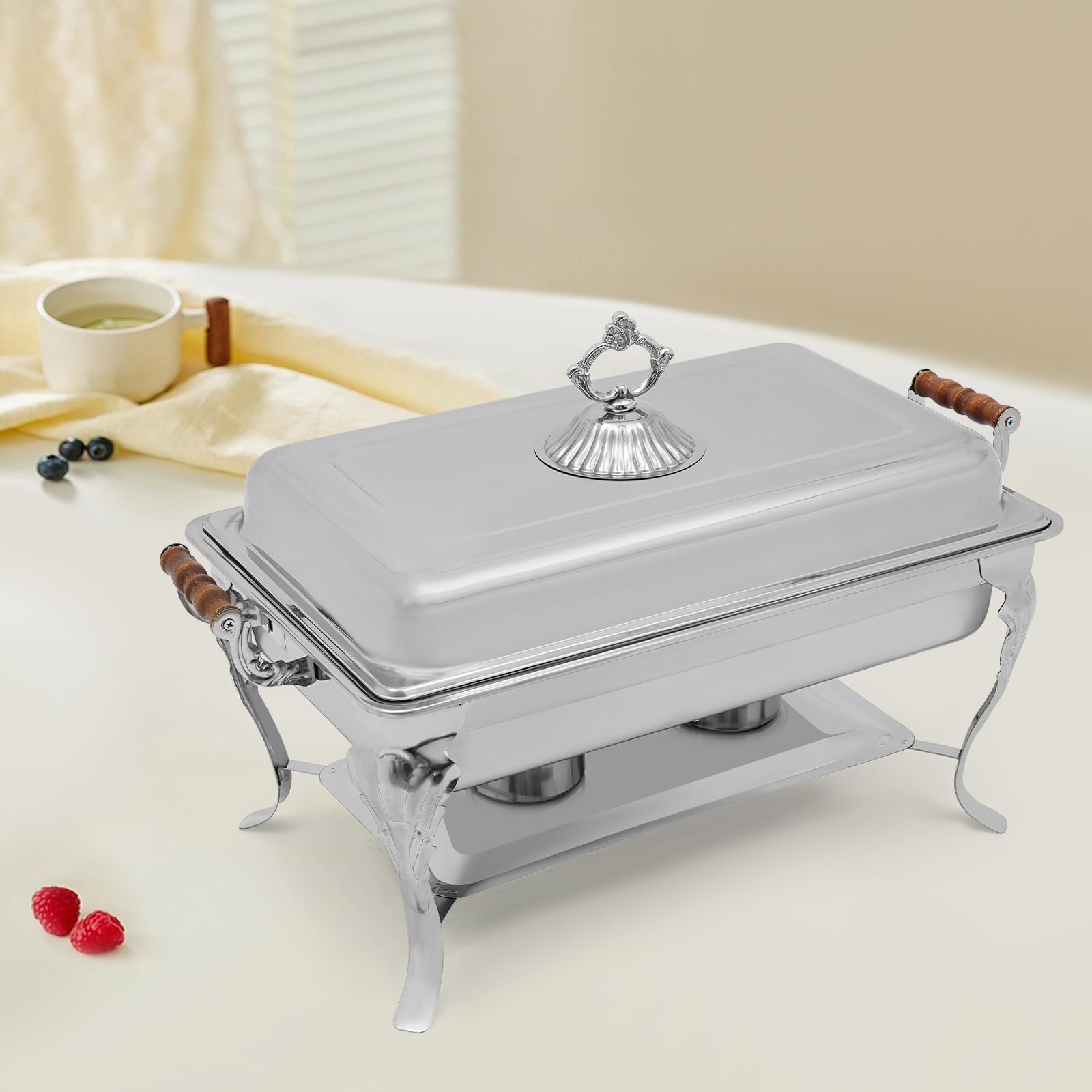 Chafing Dish, set da buffet in acciaio inox, 9 l, per 1-5 persone, per campeggio, picnic, hotel, ristorante, con coperchio e 2 taniche per carburante