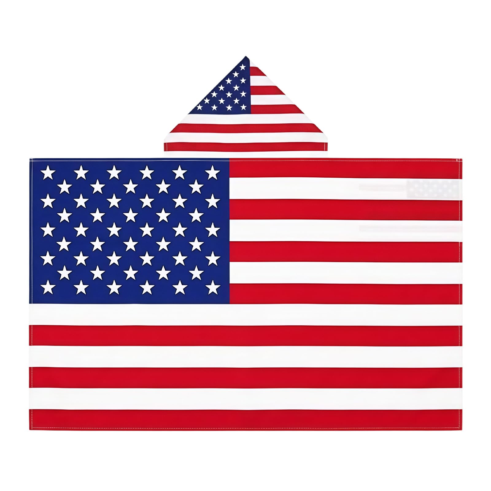 United States Flag Wearable Hooded Cape with American Stars and Stripes Design Adult Sized USA Flag Cape for Sports Events Fourth of July Celebrations Parades and Fancy Dress Costume Parties