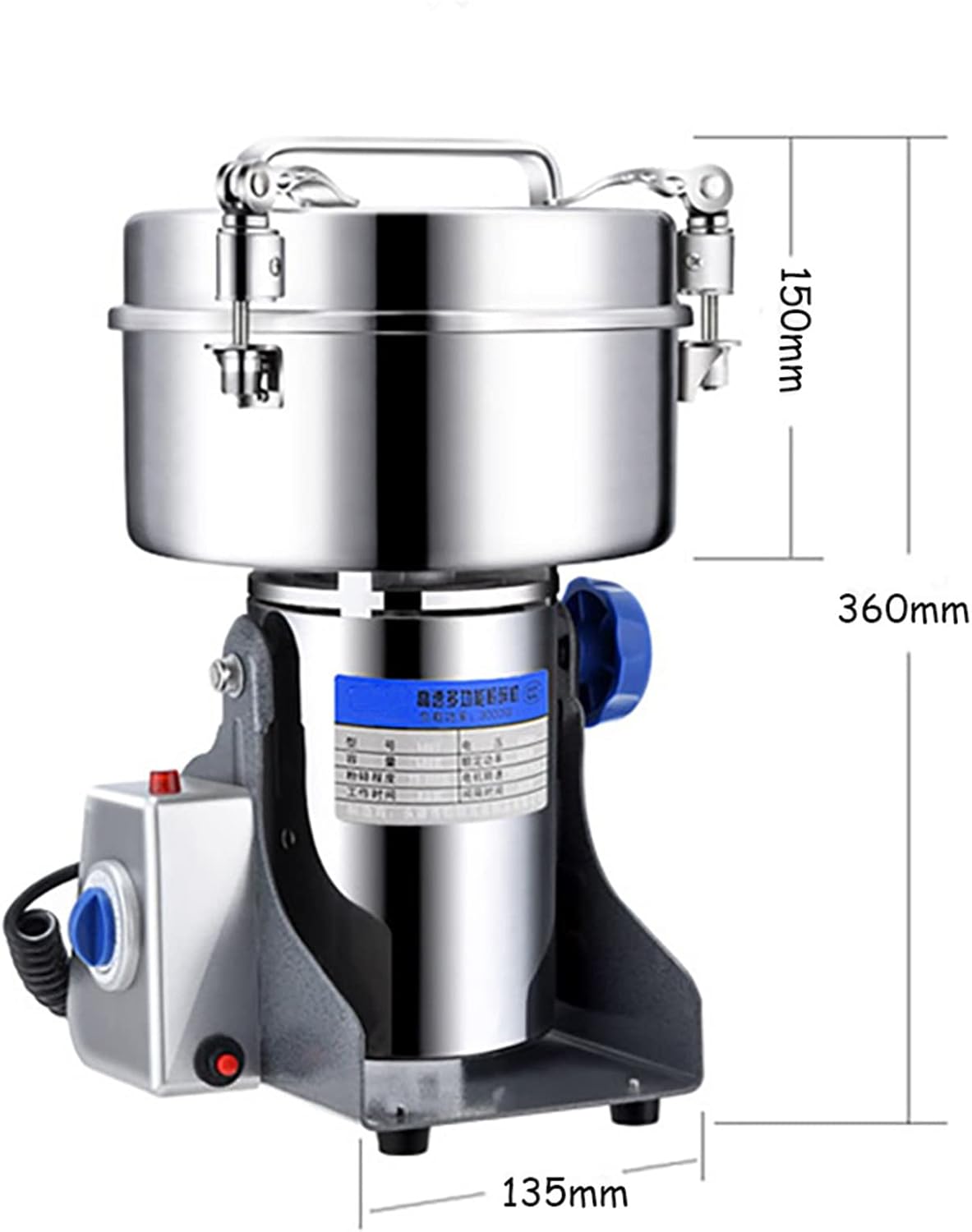 800g Electric Grain Mill Grinder for Grains, Spices, Herbs, Cereals, Coffee - High-Speed Dry Food Grinding Machine for Flour, Powder, and Gristmill Use