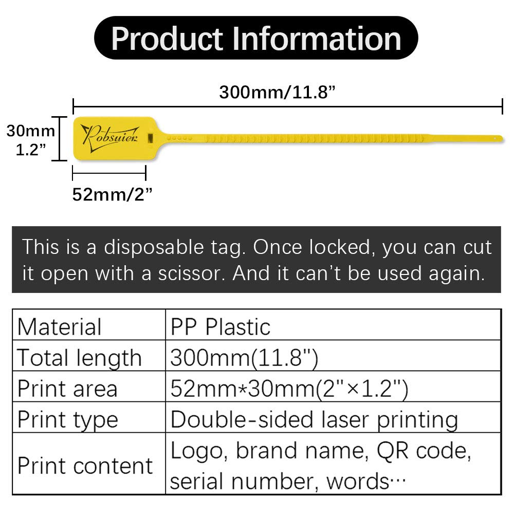 100Pcs Custom Logo Tag Zip Ties Off Plastic Security White Clothes Shoe Brand Hanging Label Tags 300mm/11.8"