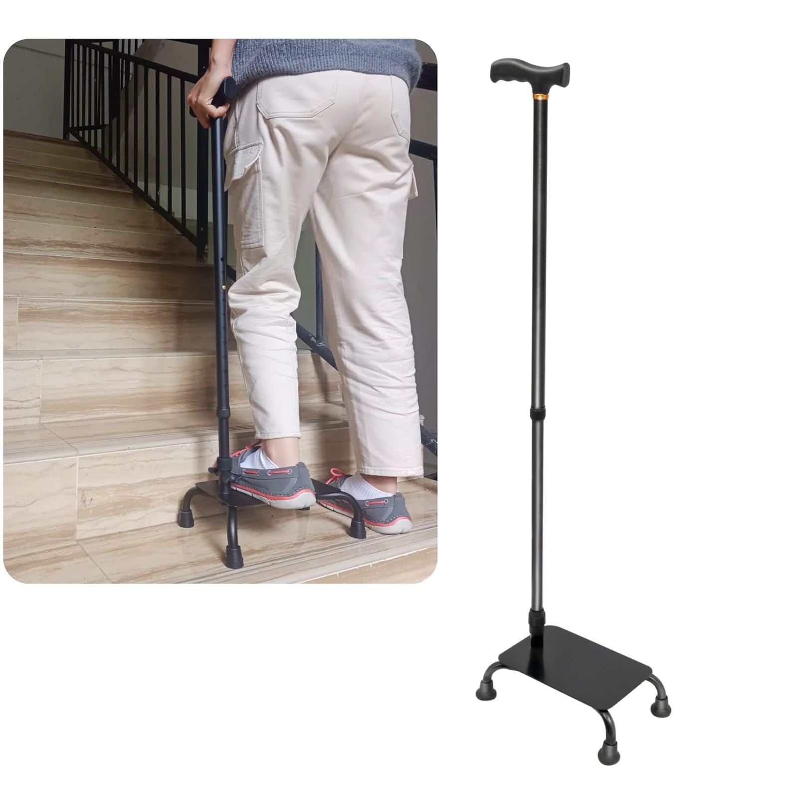 Bastón para escaleras 2 en 1, para personas con discapacidad, para personas mayores con discapacidad, para subir y bajar escaleras o peldaños, bastones ajustables