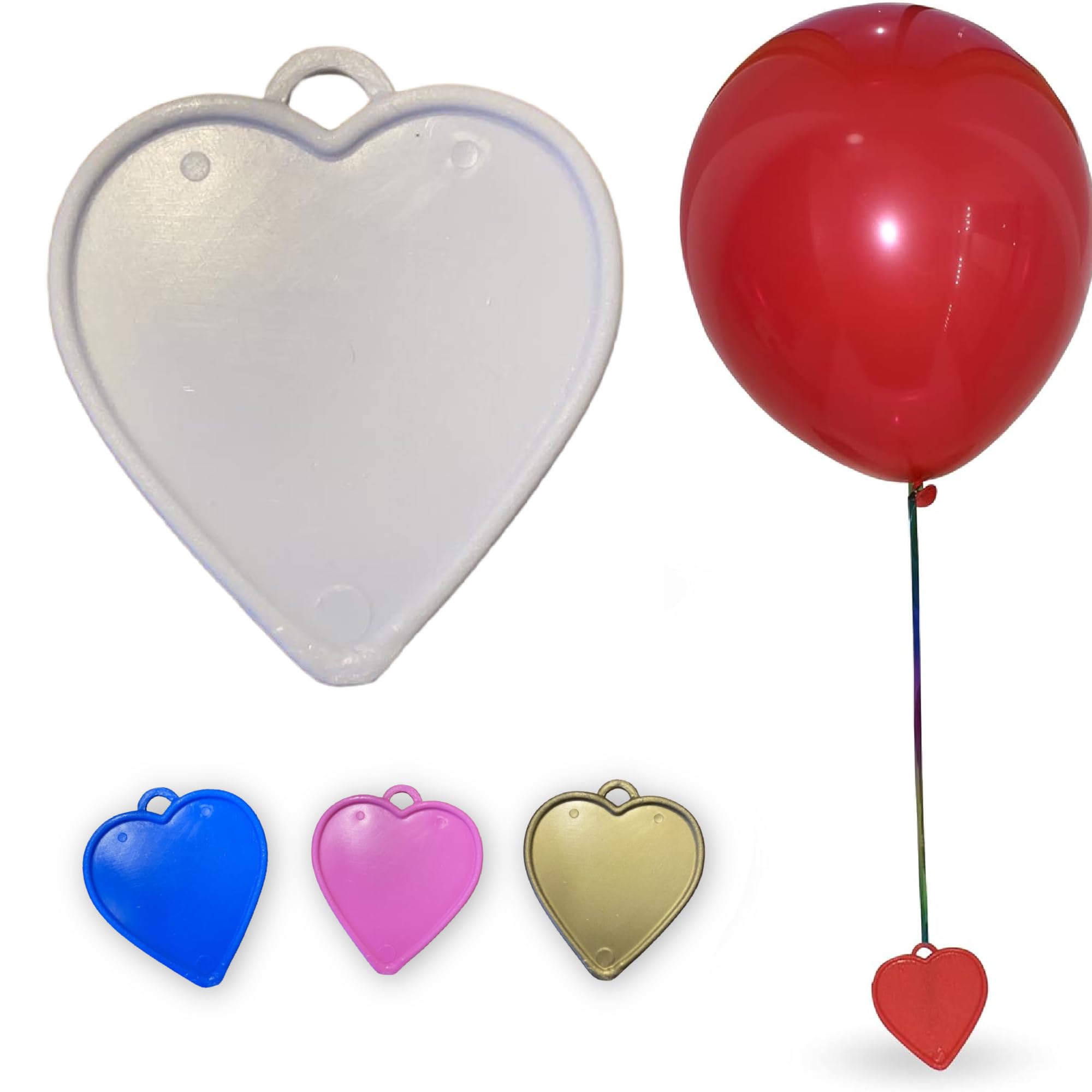 Godfather Heart Shaped Balloon Weight Plastic Balloons Weights Reusable Helium Balloon Weights for Parties Birthday Celebration Decoration (White, Pack of 10)