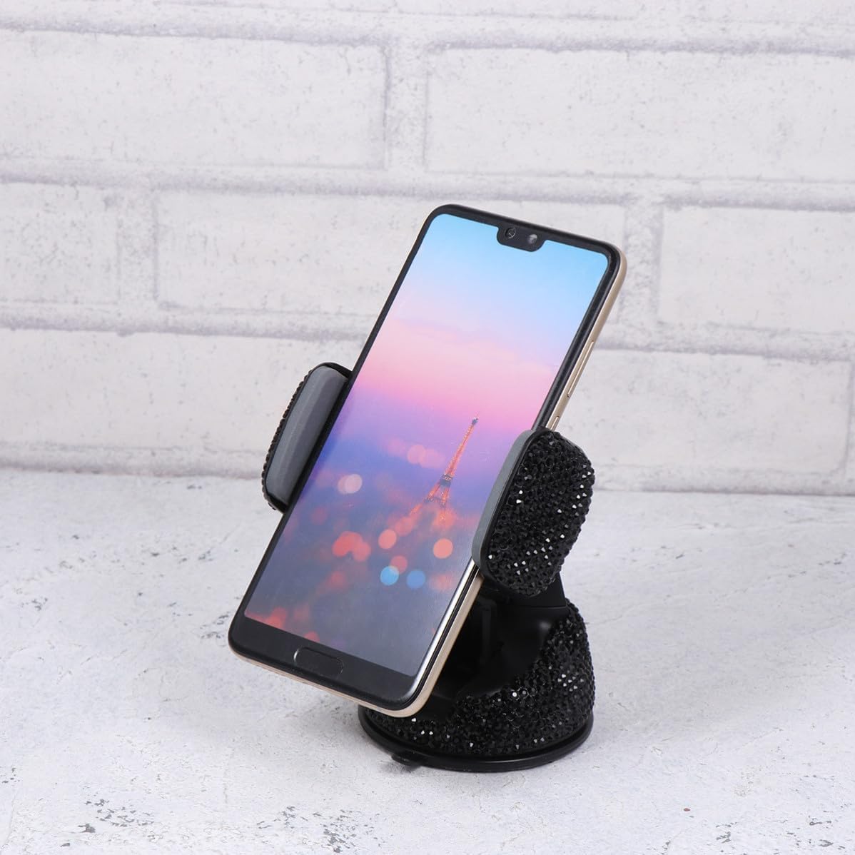 Uonlytech Diamond Suction Cup Mobile Phone Holder for Car Adjustable Black image 5