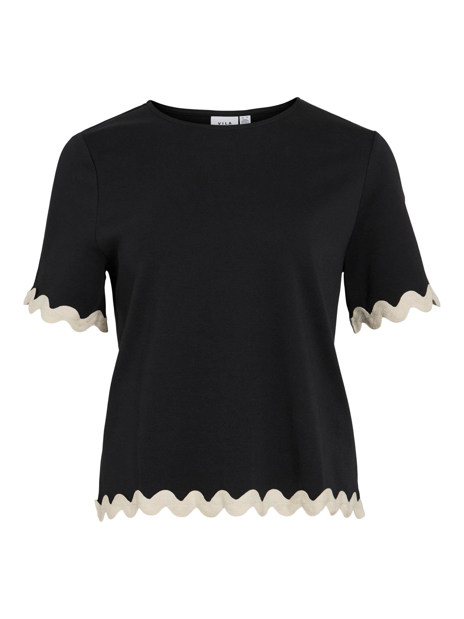 Vila Vicalisa O-Neck 2/4 Top, Black Beauty, M