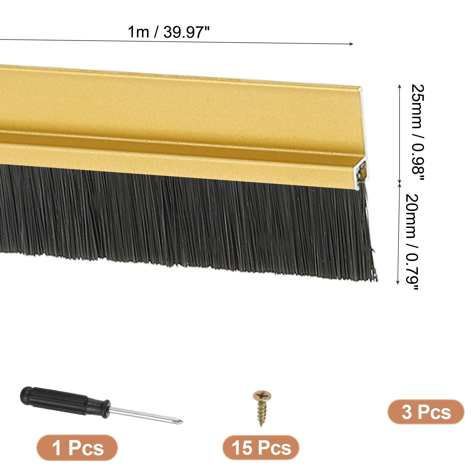 PATIKIL Door Brush Sweeps 0.79" Bristles x 39.37" Long - Image 2