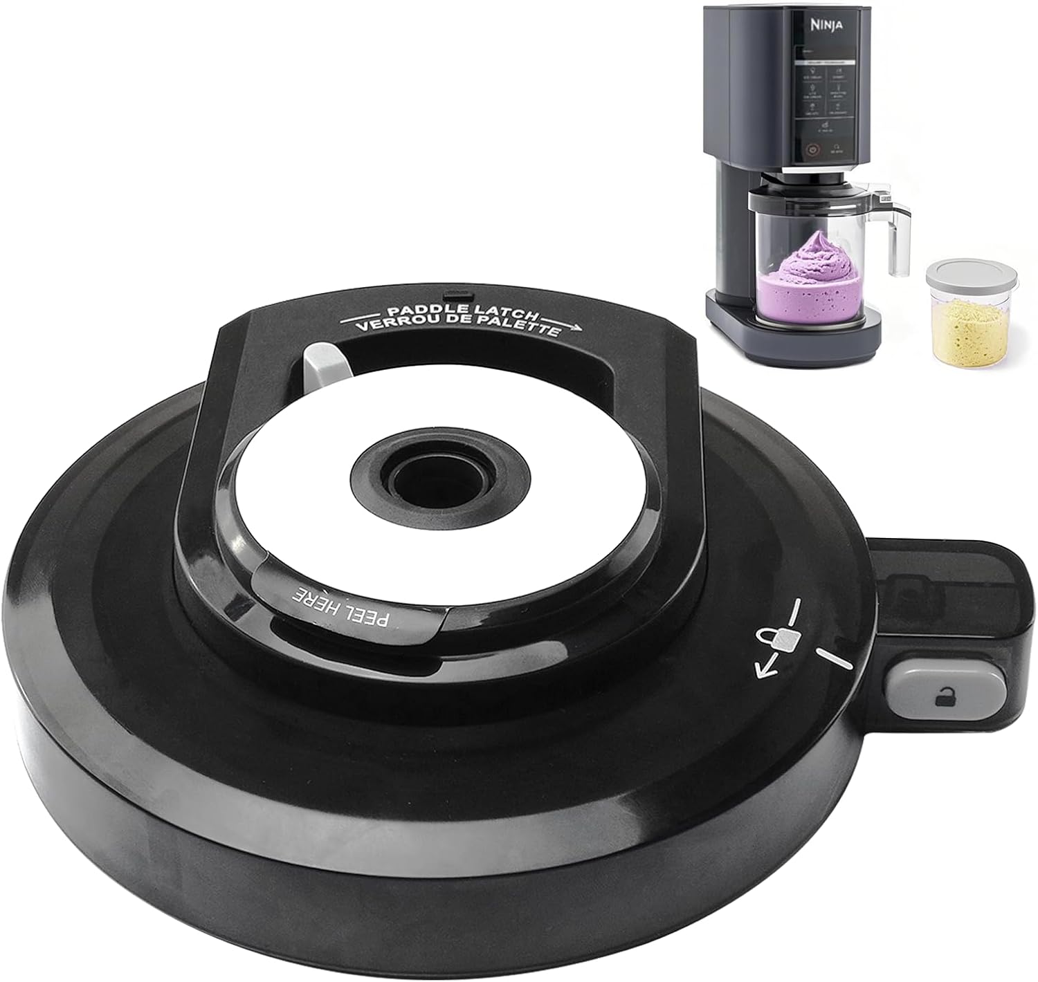 Ninja Creami Lid Replacement, Outer Bowl Lid for NC301 Ninja Creami Ice Cream Maker, Reusable Creami Accessories Compatible with NC299AMZ/NC301/NC300/NC201/NC101 Series, Airtight Seal (NO Paddle)