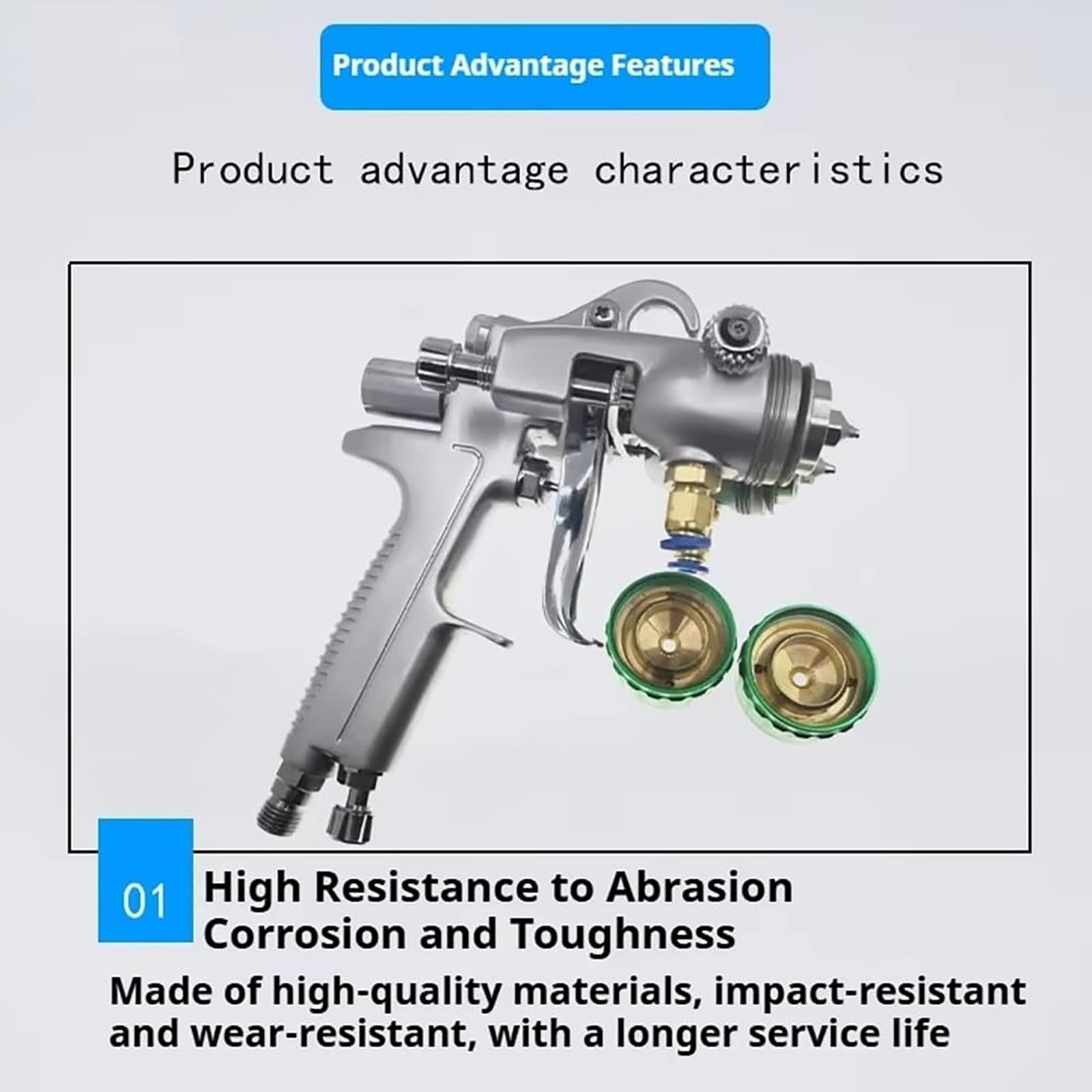 Pulverizador de pintura neumático, pistola de pulverización de 4.0 bar con boquilla de 1.3 mm, acero inoxidable, cabezal doble, 1000 ml x 2, máquina de pintura de alimentación a presión para acabados