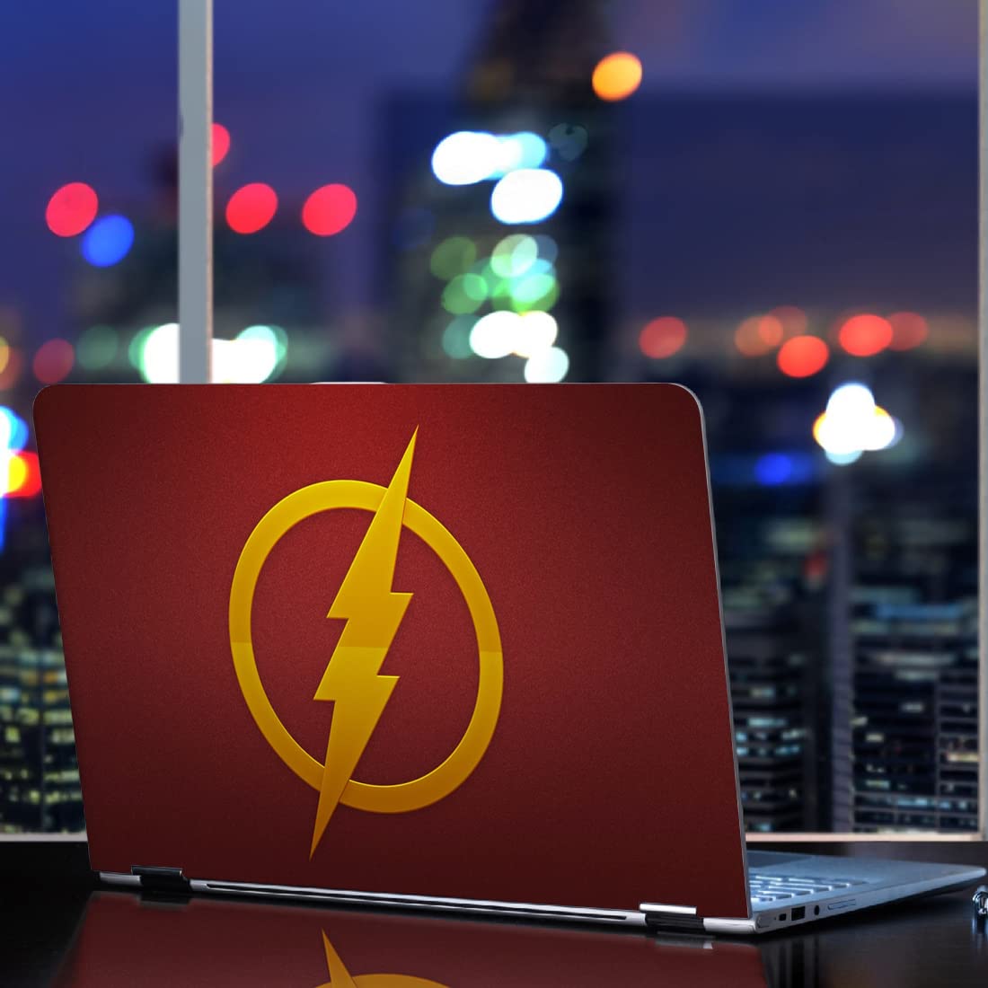 WallDaddySelf Adhesive HD Printed Laptop Skin Stickers Large Size (40x28) Cm Vinyl Laptop Stickers | Paste On Any Laptop | Laptop Cover Sticker | Laptop Skin 15.6 inch Pack of - 1 (Flash)