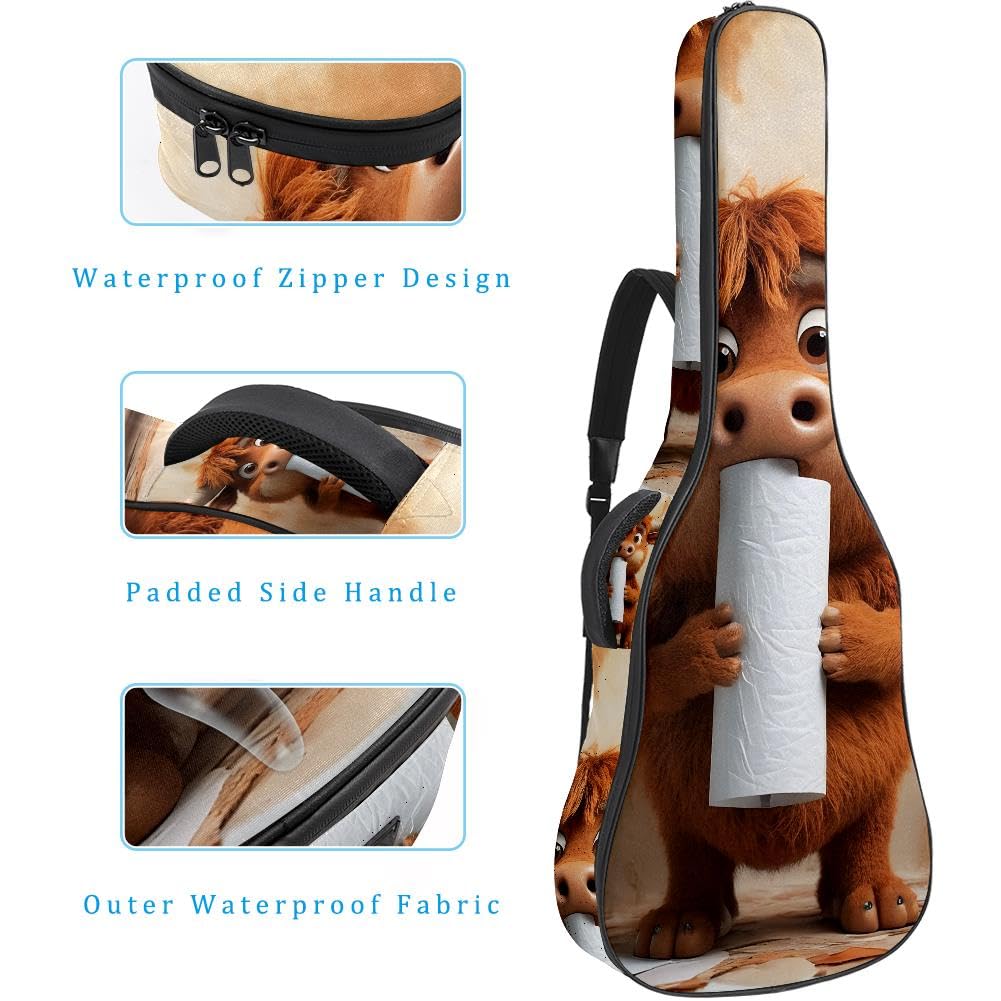 Gitarrentasche, volle Größe, 99 cm, 101,6 cm, 104,1 cm, für Akustikgitarre, Konzertgitarre, 10 mm dick, gepolstert, wasserdicht, mit Tasche, verstellbarer Schultergurt, stoßfest, Mehrfarbig 4