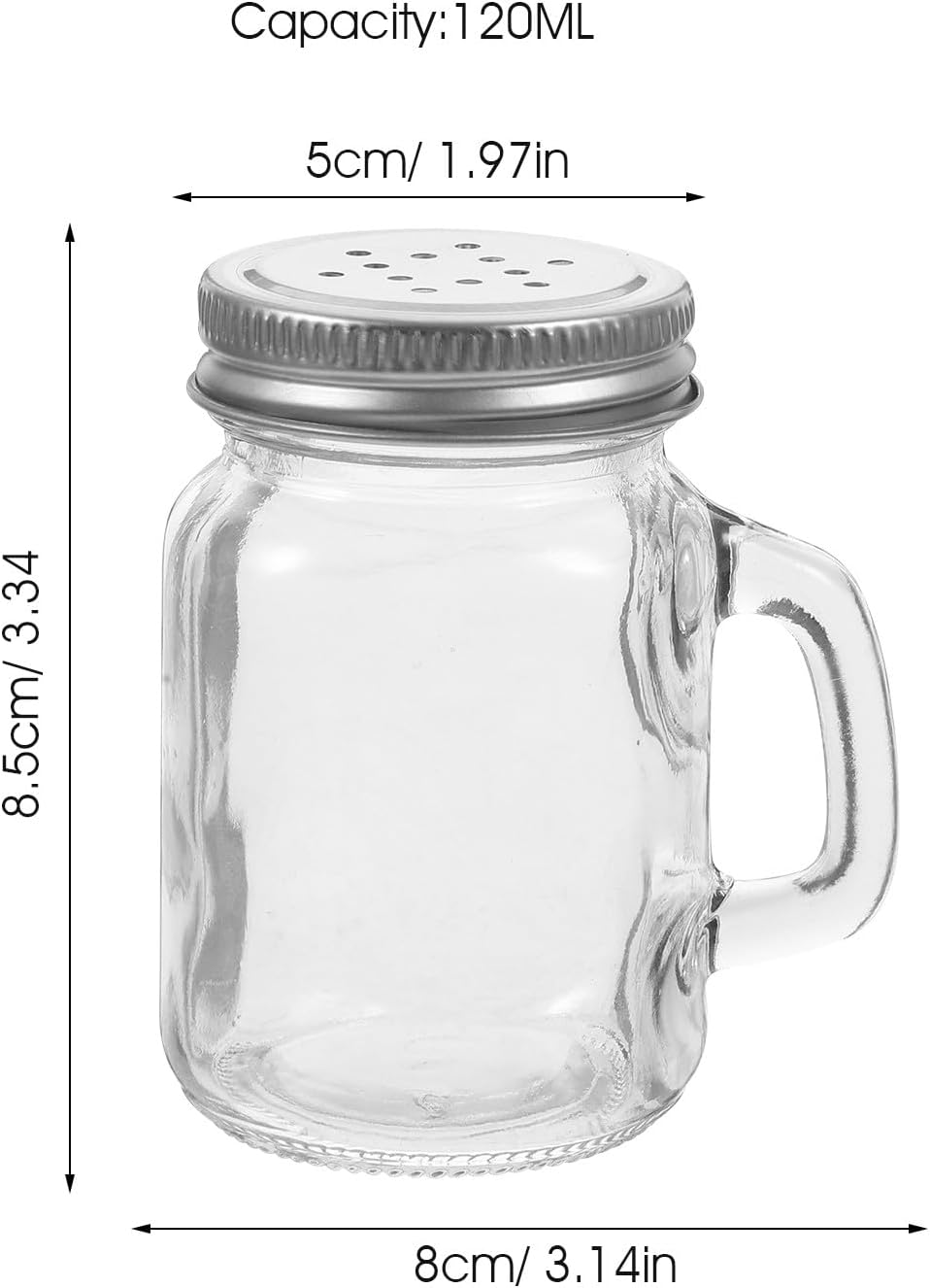 2 Pcs Mini Glass Condiment Bottles 120ml Mason Jar Salt and Pepper Shakers Kitchen Seasoning Dispensers for Home Cooking