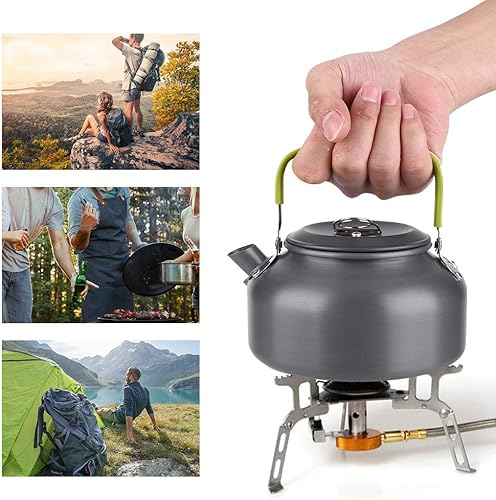 nwejron Tetera de picnic de resistencia, 27.1 fl oz, aleación de aluminio, ligera y práctica, hervidor de agua al aire libre, para camping, hogar,