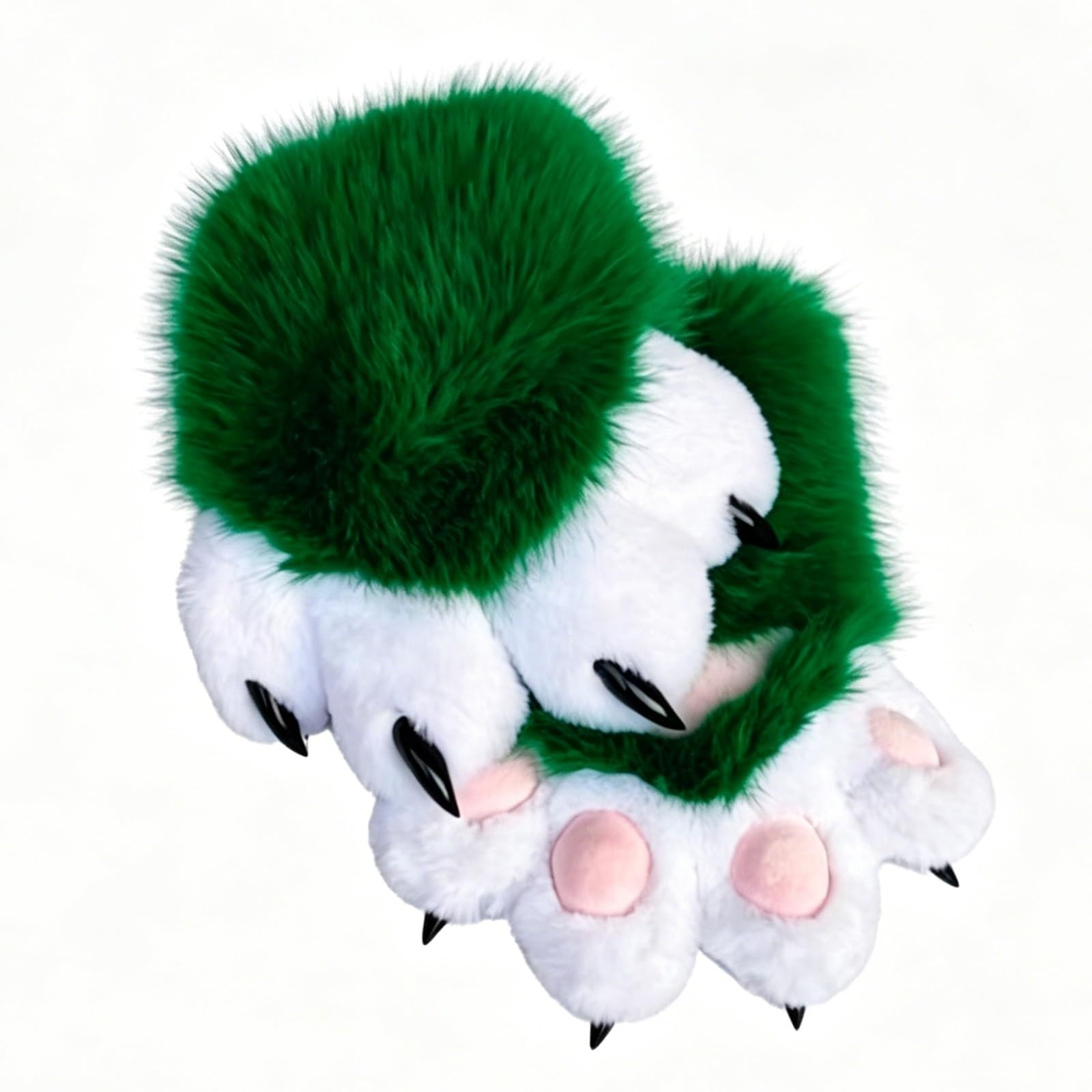 Rolamumu Fursuit Paws Furry Gloves, Soft Plush Hand Paw Gloves with Claws for Halloween Cosplay, Party, Roleplay(A2)