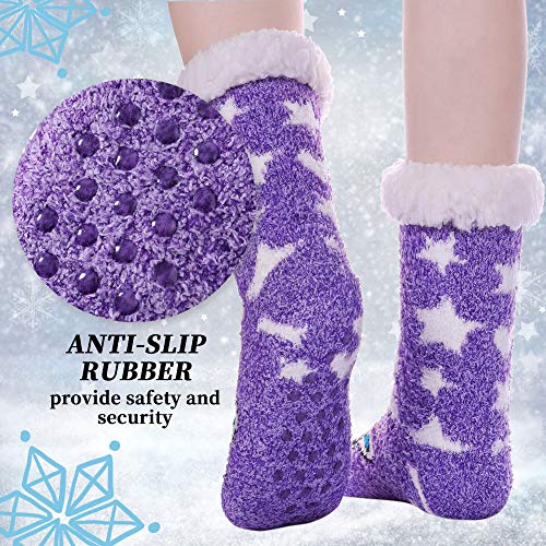 image for LANLEO Womens Cute Cartoon Animal Fuzzy Slipper Socks Winter Soft Warm