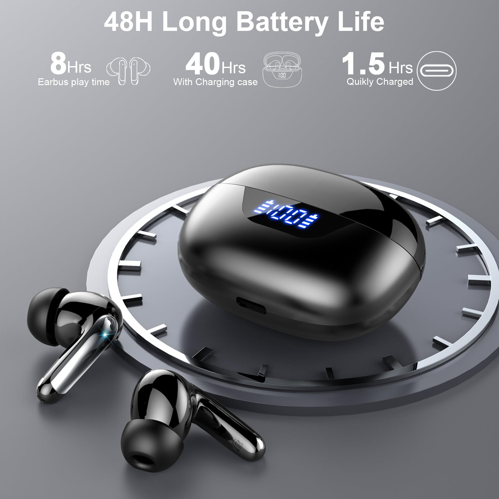 Cuffie Bluetooth Wireless, Auricolari In-Ear Wireless, Stereo, ENC con Microfono con Cancellazione del Rumore, Impermeabili