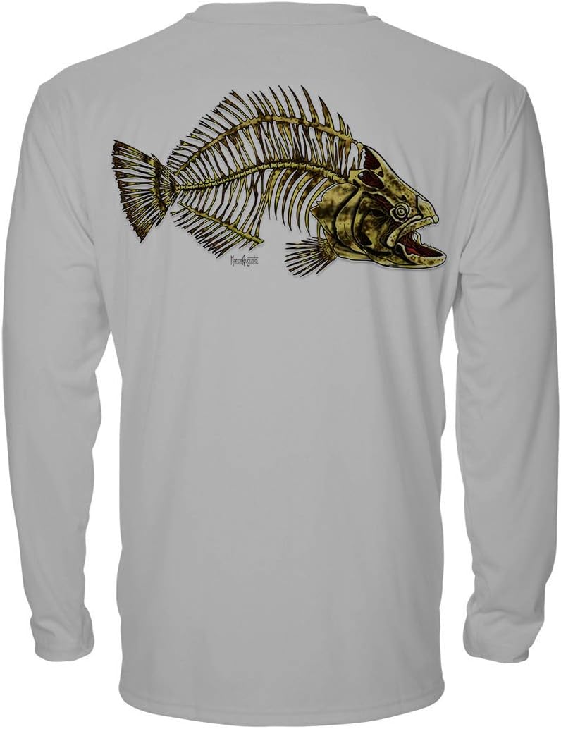 Denali Men's Teaser UPF 50+ Long Sleeve T-Shirt, UV Protection Shirt, Trophy Bones Collection by Marcos Augusto: Grouper
