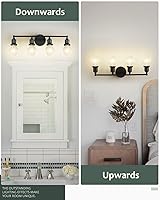 Vista 2 de Lámpara de tocador de 4 luces, aplique industrial de pared negra, lámpara de pared de baño de granja, lámpara de pared con base E26 vintage