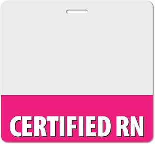Certified RN Heavy Duty Horizontal Bright Pink (1 Pack) - Spill & Tear Proof Cards - 2 Sided USA Printed Quick Role Identifier ID Tag Backer by BadgeZoo