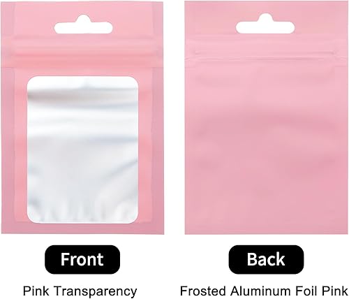 Miniatura 3 de Joycraft Bolsas de Mylar de 4.5 pulgadas, 100 unidades de plástico rosa mate, cremallera resellable, lindas pequeñas, para joyas, dulces