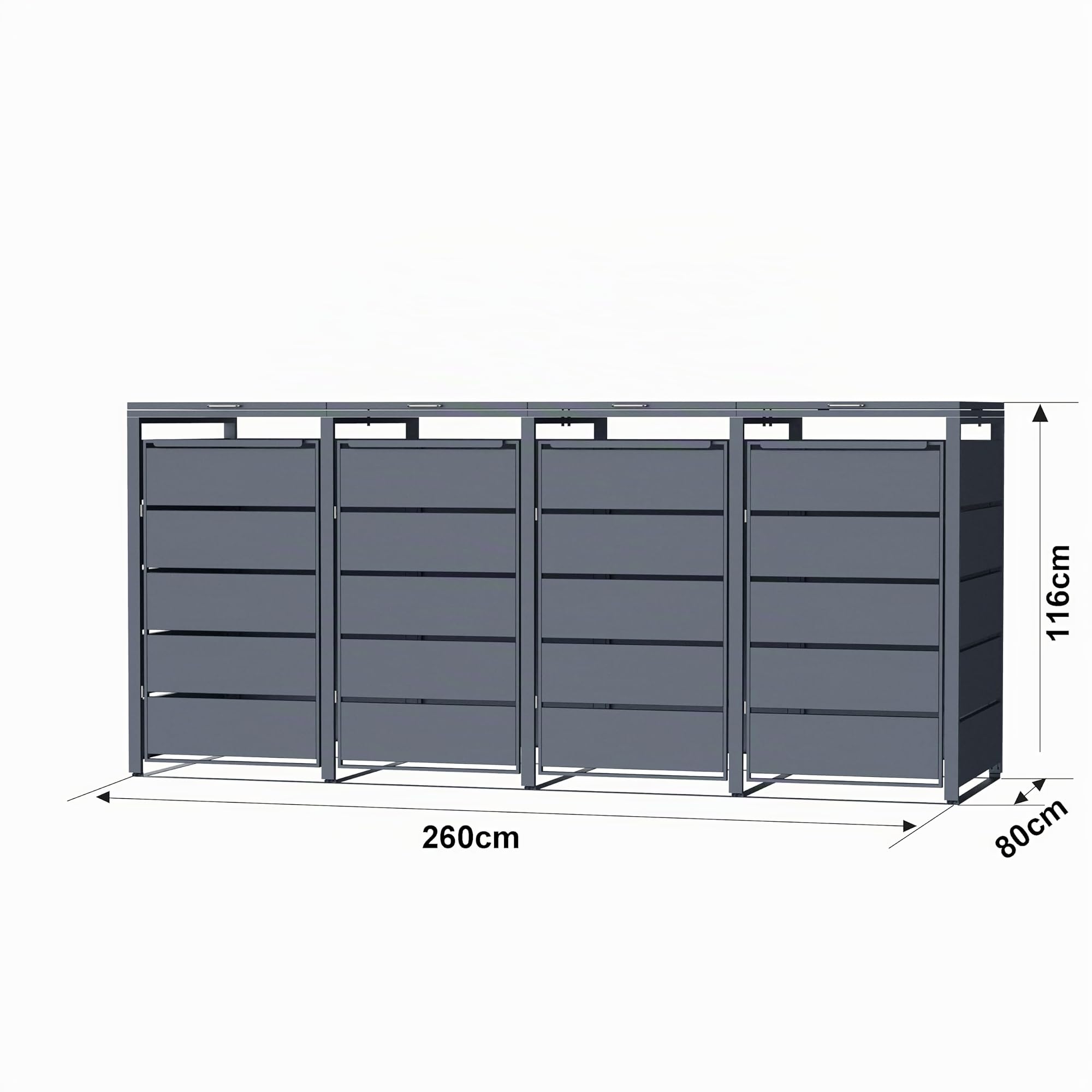 Mülltonnenbox für 4 Tonnen, Mülltonnenverkleidung mit Klappdeckel, Anthrazit