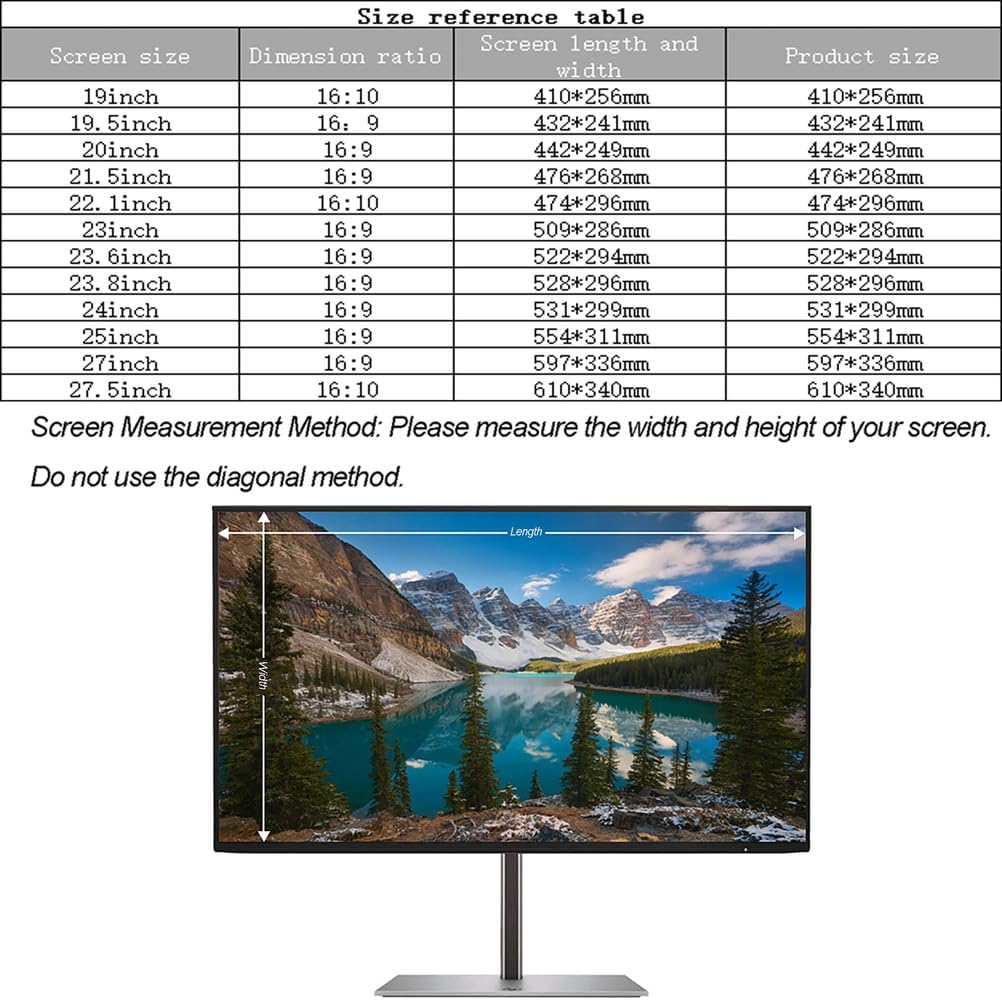 Computer Privacy Screen Protector Film 19-27.5 inch Privacy Screen Anti Peeping Film for 16:10 16:9 Aspect Ratio Computer Monitor LED Screen,19.5in 16:9