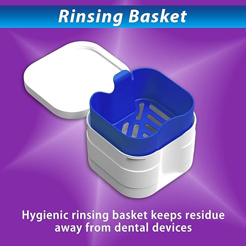 Miniatura 5 de BrightWorks Estuche de taza limpiador de baño dental (paquete de 3) para dentaduras, alineadores, retenedores, protectores nocturnos, protectores