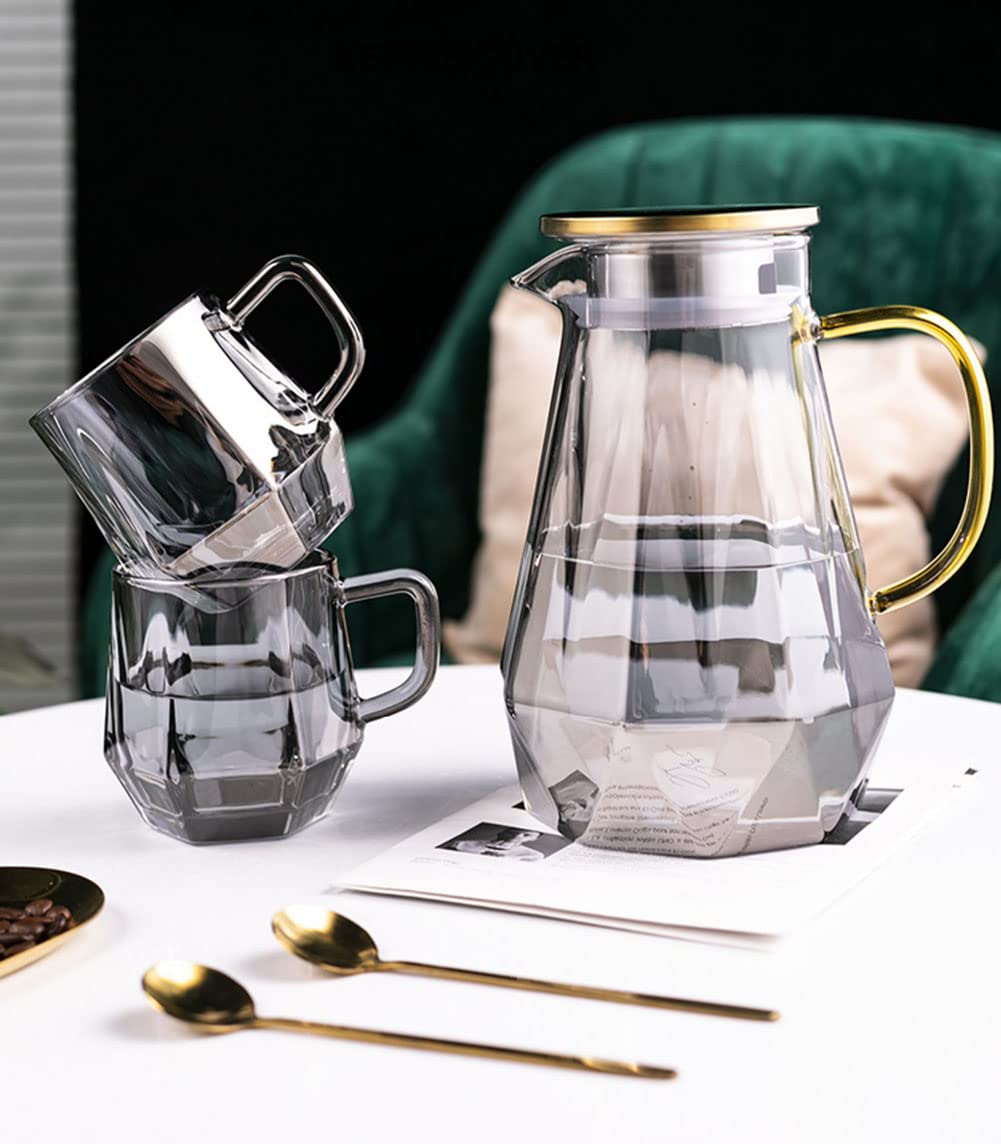 Highball Zestaw 6 szklanek do picia, bezołowiowe szklanki do wody, szklanki do napojów 270 ml, do kuchni i baru, zestaw kieliszków koktajlowych, przezroczyste zestawy szkła, szary dymny