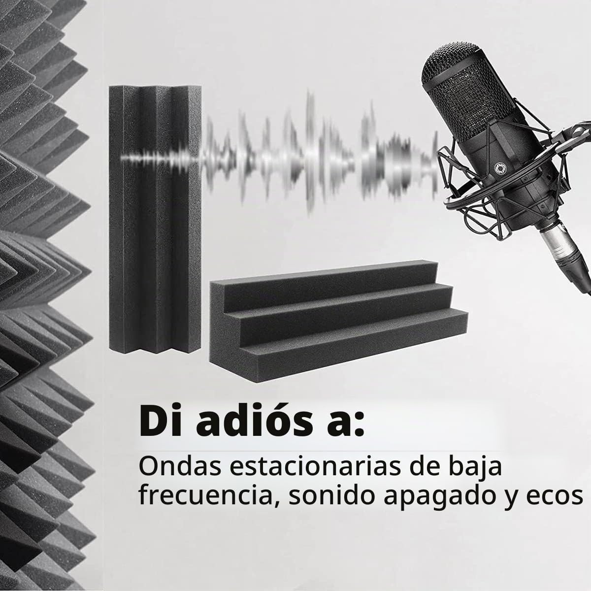 Paquete de 16 paneles de espuma acústica, bloque de esquina de trampa acústica, espuma absorbente de sonido para estudio, hogar o teatro