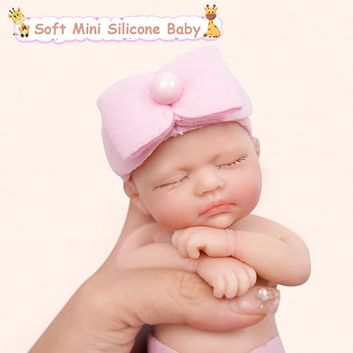 Mire & Mire Muñecas de bebé Reborn en miniatura de 7 pulgadas de silicona de cuerpo completo de piel suave Mini muñecas realistas de bebé recién