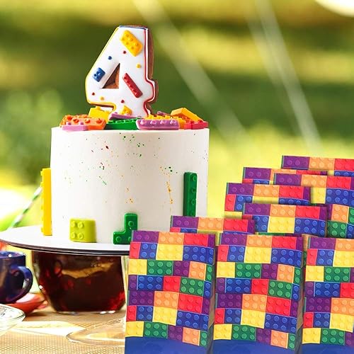 Miniatura 6 de ArtCreativity Bolsas de papel de bloque de construcción para fiestas, paquete de 12 bolsas de regalo divertidas con temas, envoltorios de regalo