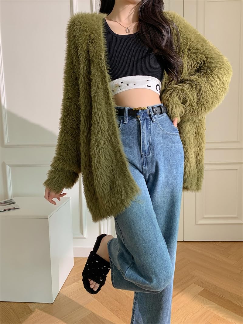 Chaqueta Punto Mujer,Cárdigans De Mujer Suéter De Punto Difuso Tops con Botones Delanteros Abiertos Cárdigans De Punto Suéter De Lana Suave Y Cálido De Invierno Abrigos De Gran Tama